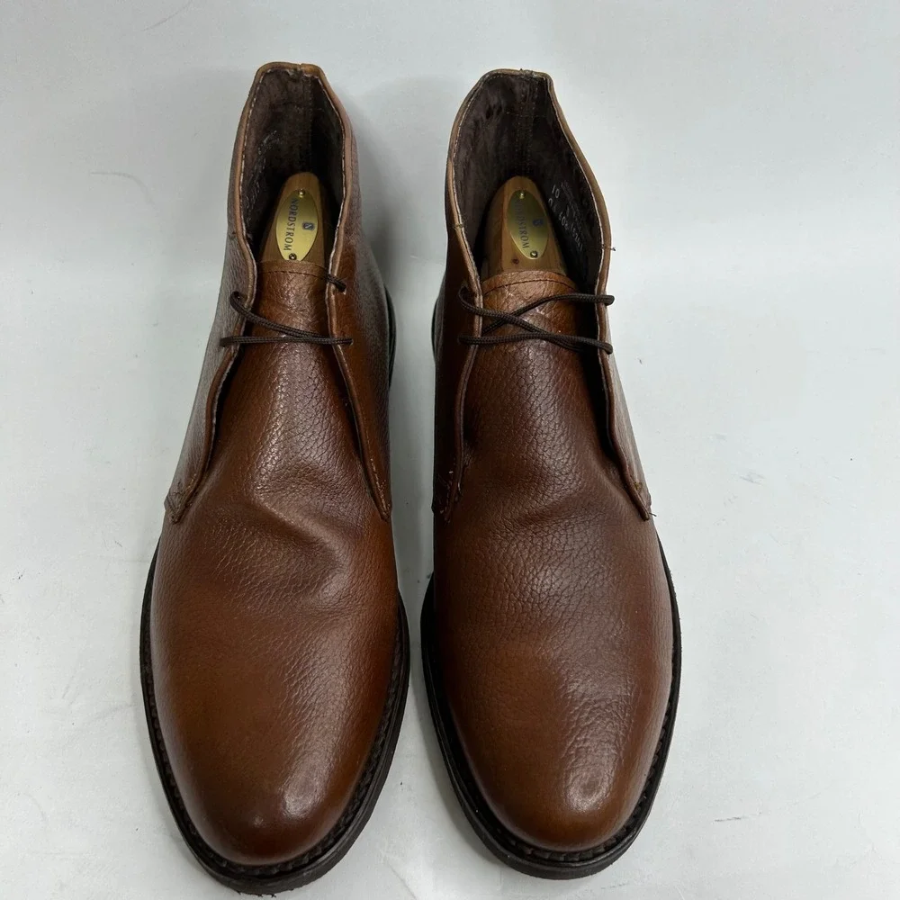 Stafford Mens Brown Pebble‎ Grain Leather Chukka Boots Made in USA 10 D 15241